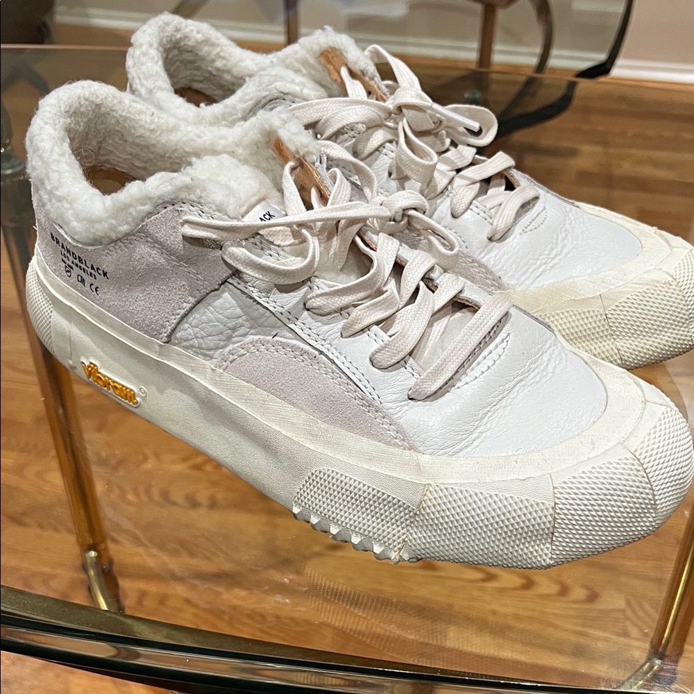 Brandblack Cream and White Sneakers with Fur Lining